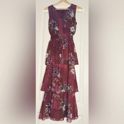 Floral midi dress - floral, burgundy