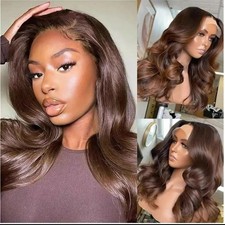 30’’ Chocolate Brown Body Wave Wig – HD Lace Front 13x4 – Human Hair Look