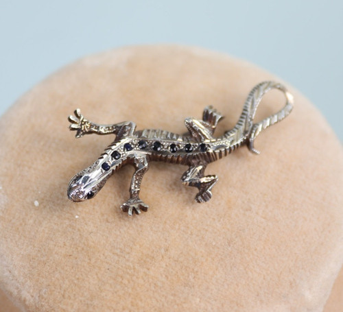 Vintage silver gecko lizard - ,