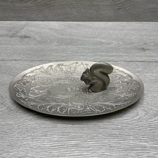 Vintage Silver Plated Seba Squirrel Oval Tray Trinket Dish Made In England