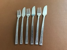 Viners Vintage Studio bark design fish knives & forks x 3 sets.