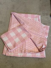 Dunelms Pink and White Check/Polka Dot Single Duvet Cover with Pillowcase.