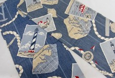 Pair Unlined Cotton Panels Kitchen Bath NAUTICAL LIGHTHOUSE Vintage Maps 36"L