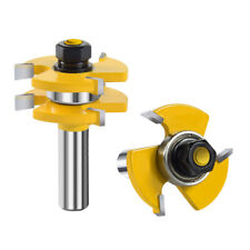 2Pcs Tongue and Groove Router Bit 1/2'' Shank T-type Cutter Set 3-tooth 