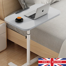 Adjustable Overbed Table with Wheels – Home & Medical Use, Black White Grey