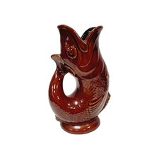 Dartmouth Vintage Pottery Devon Brown Gluggle Jug Fish Pitcher Vase (11)
