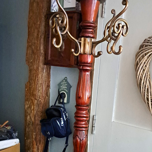 Brown wooden freestanding - wooden, coat