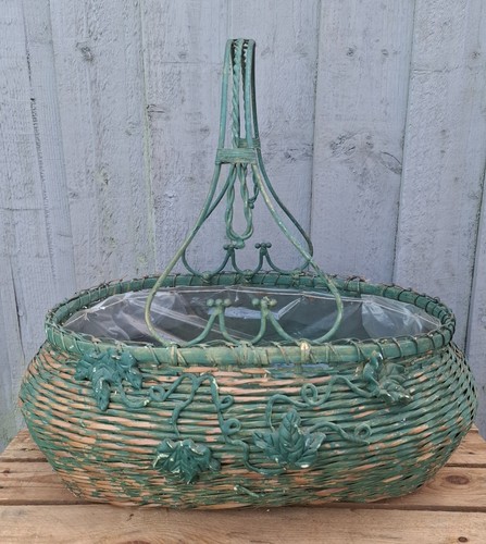 Vintage wicker basket ornate - basket,,