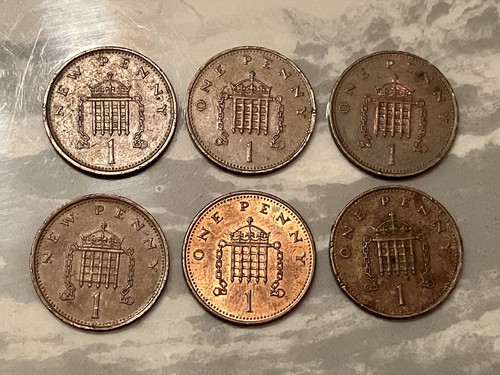 Six 1980 british one cent - 1980’s,