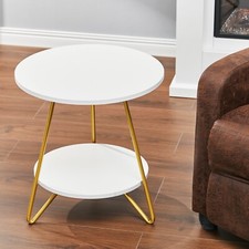 2 Tier White Coffee Table with