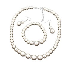  Natural Freshwater Pearl Necklace Bracelet Earrings fashion Jewelry Set