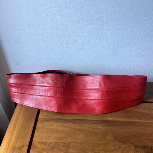 Red leather wide - wide, belt