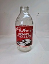 Unigate Vintage 1980s Glass Milk Bottle Cadbury's Drinking Chocolate 1 Pint VGC