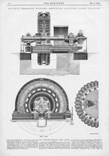 FERRANTI 235 Unit Dynamo at Deptford Electric Light Station Antique Print 1893