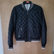 Preen Edition Women 100% leather  Black Quilted Bomber Jacket  Size 6