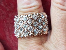 Lovely rose gold colour diamante stretch ring, size O+
