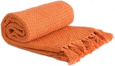 Emma Barclay Honeycomb Throw 50 x 60 Burnt Orange, 100% Cotton, 50x60