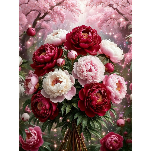 Peony flower diy diamond - 5d,
