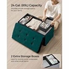 2 in 1 Velvet Ottoman Storage