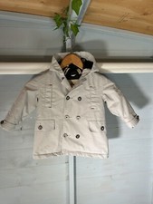 Burberry Light Grey Hooded Double Breasted Coat 18M Quilted Infant