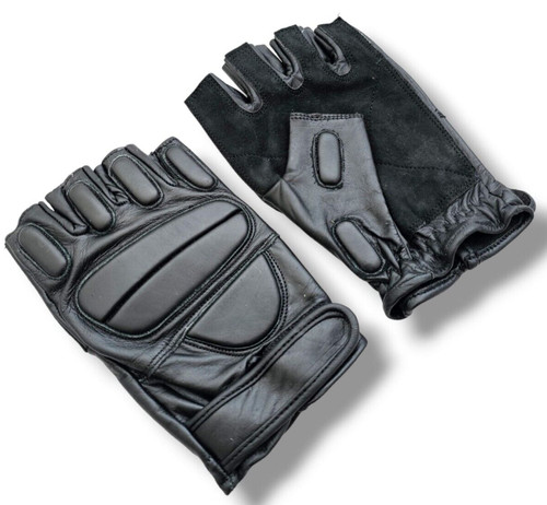 Leather fingerless padded - fingerless,