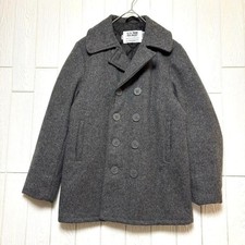 Schott 740N Pea Coat Gray Wool Size 38 Made in USA Heavy Melton