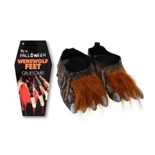 Halloween Werewolf Fur hairy Feet gruesome Fancy Dress Wolf Shoe Cover Costume