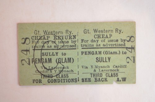 Railway ticket gwr sully - railway,