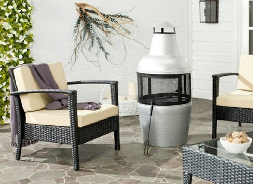 Silver chiminea fire pit - fire,