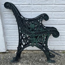 RECLAIMED VINTAGE CAST IRON LION HEAD GARDEN BENCH ENDS & BRACES H75cm X 64cm #2