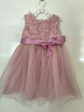 Monsoon 3D Flower Glitter Tulle Pink Dress Baby Girls Size 12-18 Months
