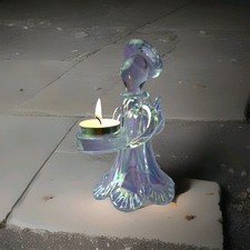 Clear Lustre Glass Angel Tea Light Holder Candle Holder 6½in