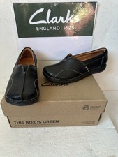 Clarks Unstructured Black Leather Shoes Size UK 3 EU 35.5 Wide Fit NEW Bpoxed