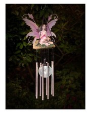 G144 Wind chime with colour changing solar LED crackle ball Garden  ornament