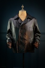 Vintage 90s British Luxury Designer Goatskin Pea Coat Leather Jacket “M”