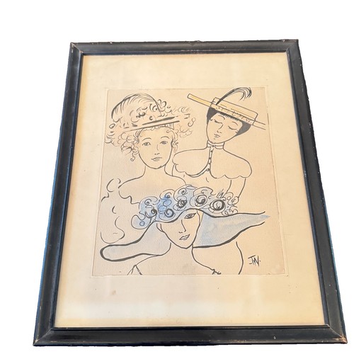 Art deco framed signed - art,