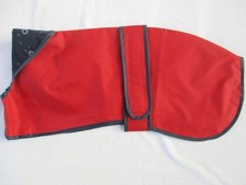 DAMAGED 21" 53cm WHIPPET COAT RAIN MAC RED NYLON OUTER / NAVY POLY COTTON LINING