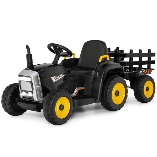 Kids ride tractor and - on,