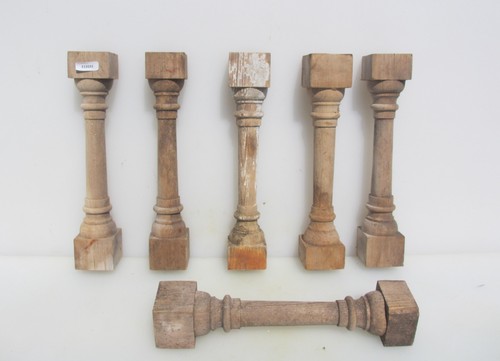 Antique wooden turned columns - wooden,