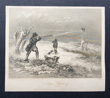 Antique 1845 print snipe - 1845,