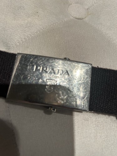 Silver metal buckle prada belt - buckle,