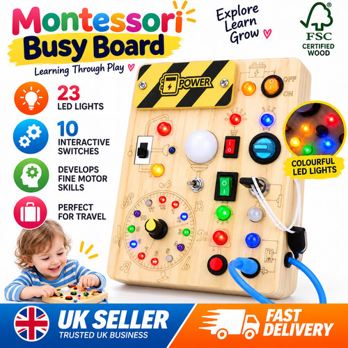 Montessori busy board - busy, wooden