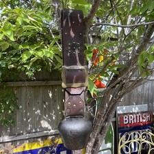Early 20th Century Large cow bell leather & Brass coller strap Shop Prop Display