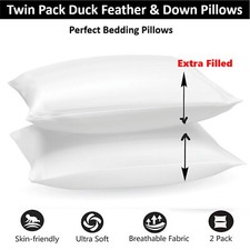 Pillows Duck Feathers & Down Antiallergenic Hotel Quality Extra Filled Pack of 2