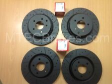 Mercedes C180 W202 96-00 Front Rear Brake Discs & Pads Dimpled Grooved Black