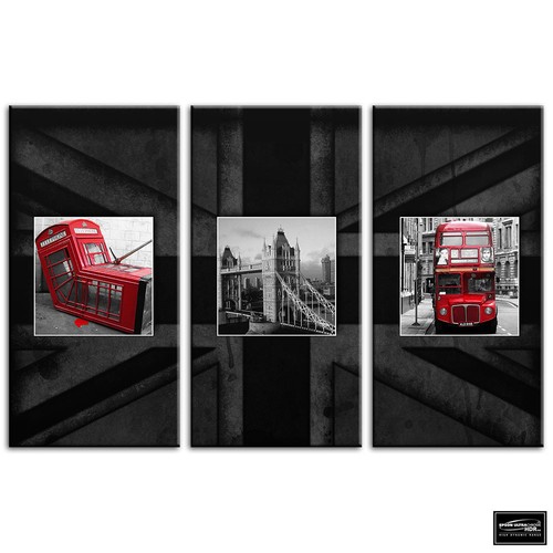 London red bus - red, flag