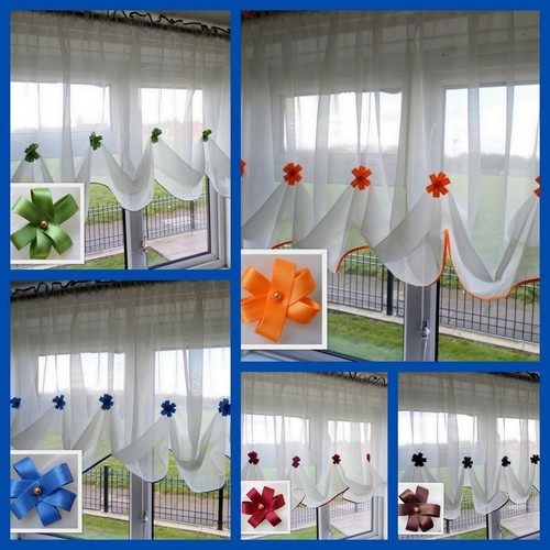 Ecru voile net curtain with - ecru,