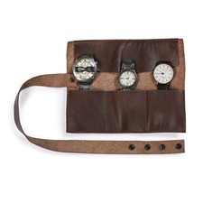 Watch Roll Case Genuine Leather Watch Travel Case For Men 3 Slot Watch Storage
