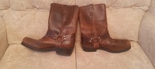 Mens Brown Leather Biker Boots Size 13