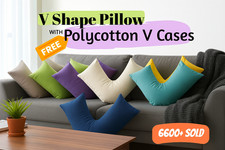 V Pillow with FREE Polycotton V Pillowcase Pure Comfort with Neck & Back Support